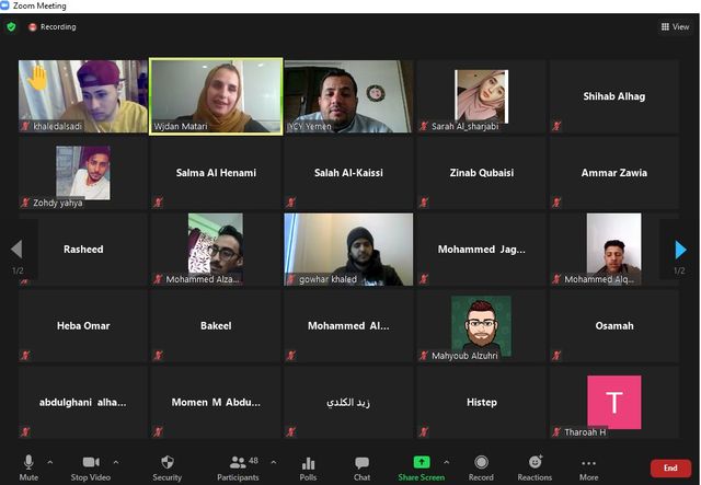 On Saturday 9th January  2021 , I was pleased to give a virtual  seminar to 53 Youth from Yemen  by providing them some technical and professional skills as well as a guide for their education path  and providing them with opportunities resources . 
